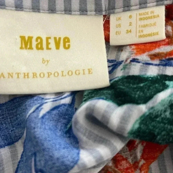 Anthropologie Maeve women’s top size 2 blouse Lilorne Floral sleek  button down - Picture 6 of 9